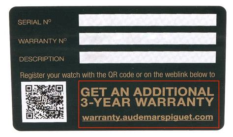 Audemars Piguet warranty card